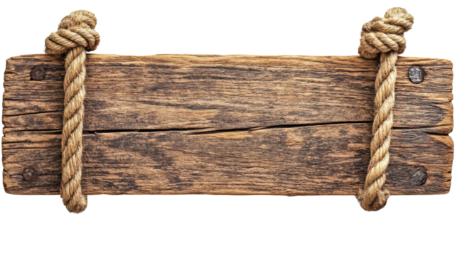 Wooden sign on transparent background