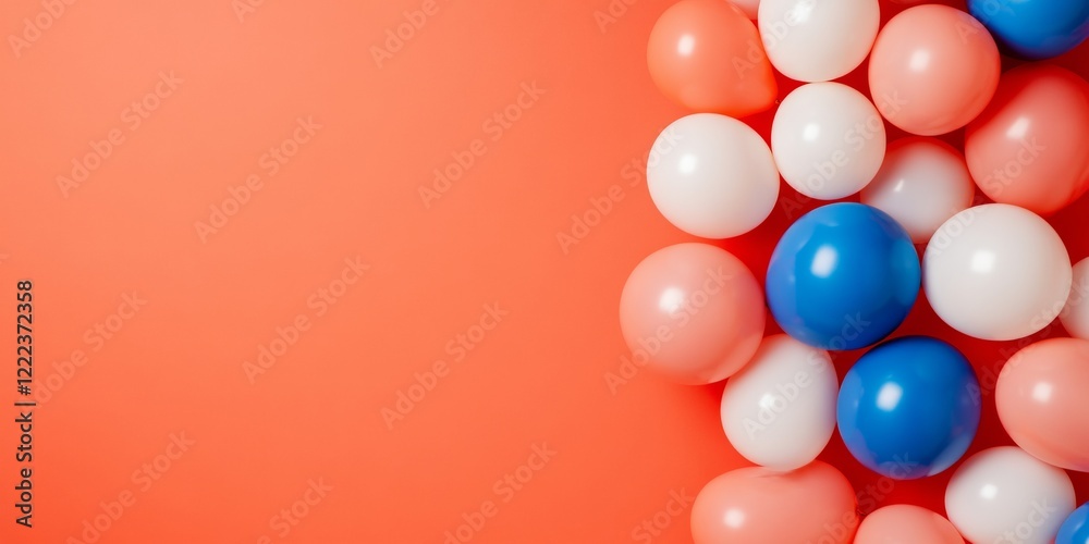 Poster Vibrant Balloon Art Display Dynamic Polyester Sculptures on Bold Orange Backdrop - Interactive Event Decor and Modern Marketing Inspiration