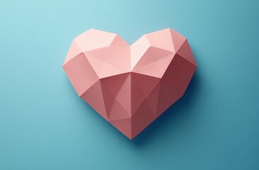A pink heart-shaped paper sticker on a pastel background