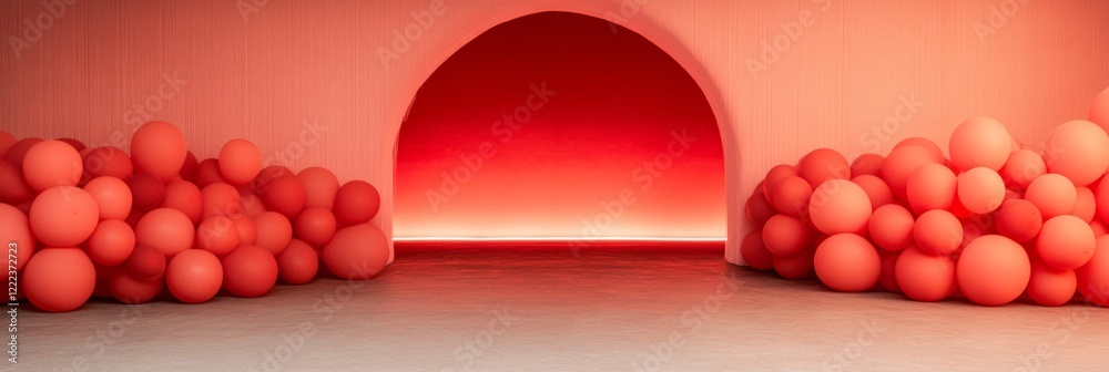 Aufkleber energetic minimalist event decor red balloon archway with gradient lighting for dynamic festival atm