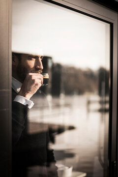 Businessman enjoying his coffee