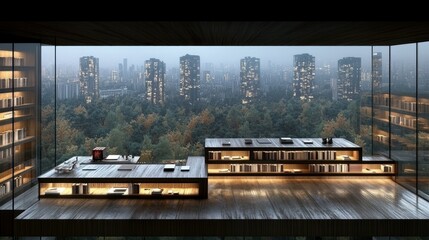 Serene Cityscape View from Modern Apartment