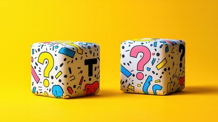 Playful Custom Illustration of Colorful Question Mark Boxes