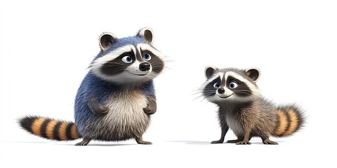 Fototapeta premium small and large raccoon