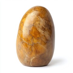 Fototapeta premium Polished yellow stone, studio shot, white background, decorative object