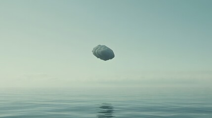 Surreal Minimalist Cloud Above Calm Ocean