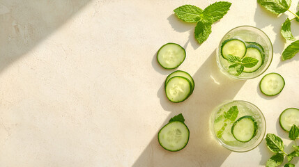 Refreshing cucumber and mint drinks. Perfect for a summer day!