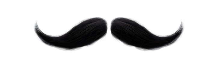 Black moustache isolated on white background - Generative AI