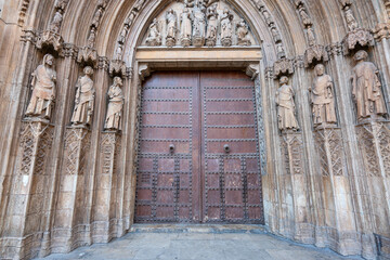 The Cathedral of Valencia looking at the oldest door in the City