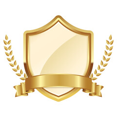 gold shield with ribbon for warranty logo