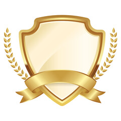 gold shield with ribbon for warranty logo