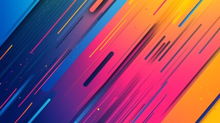 Vibrant abstract background with diagonal lines and gradient colors. Dynamic and energetic design.