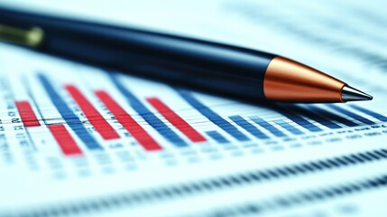 Financial Report Analysis: Pen on Charts and Graphs