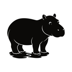 illustration of a hippopotamus vector silhouette