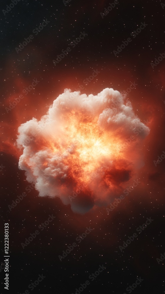 Aufkleber cosmic nebula aesthetic ethereal fiery cloud in space - visual content for sci-fi branding and immer