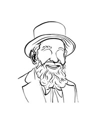Obraz premium black and cartoon illustration of a person wearing a hat