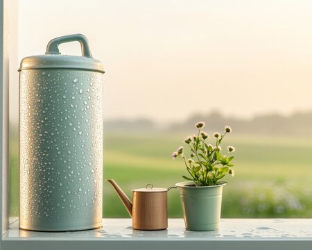 Contemporary Eco-Aesthetic Transparent Rainwater Collection and Planters - Sustainable Urban Planning and Off-Grid Living Solutions