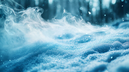 Obraz premium Blue fresh cold air wind wave flow light effect. Conditioner breeze swirl isolated smoke trail. 3d ice breath suction with dust sparkle element illustration. Transparent winter fan vacuum stream.