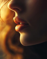 Gradient Lip Aesthetic Coral and Gold Ombre for Romance Novel Covers - Enhance Visual Appeal with Soft Lighting and Shadow Play in Modern Publishing Design