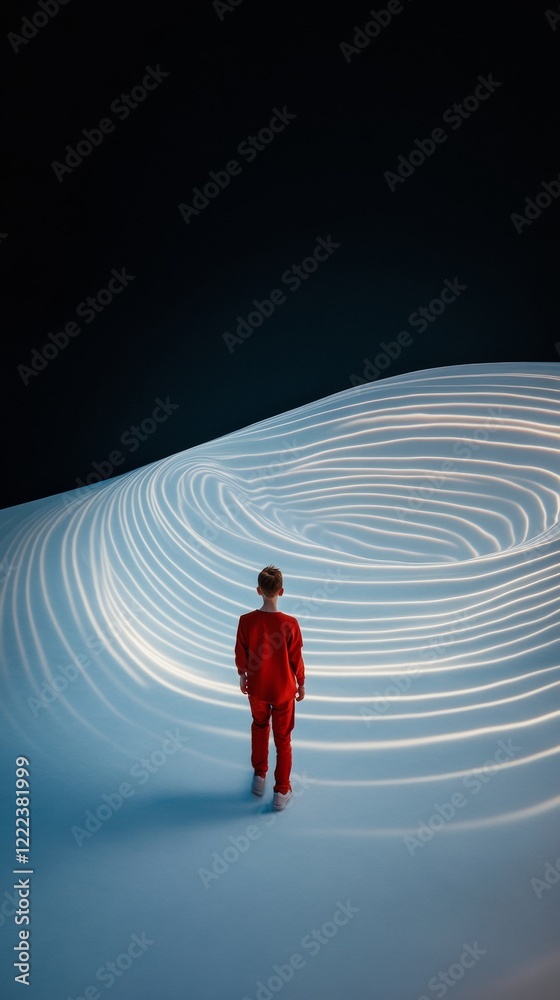 Aufkleber Immersive Digital Art Space Interactive Floor with Dynamic Projections Mimicking Water Ripples - Modern Exhibit Experience for Tech-Savvy Audiences in Innovative Architecture