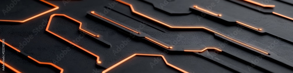 Aufkleber Futuristic Tech Aesthetic Neon-Lit Circuit Board Pattern on Matte Surface - Scalable Cloud Architecture for Innovative IT Solutions in Digital Transformation