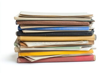 A Towering Stack of Vintage Documents: A Rich Collection of Historical Records