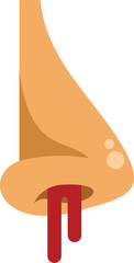 Human nose bleeding with blood dripping down, health and medical vector illustration in cartoon style