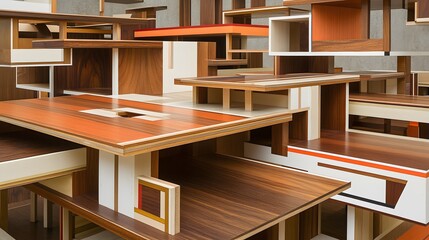 Abstract Wooden Architecture Model Midjourney AI