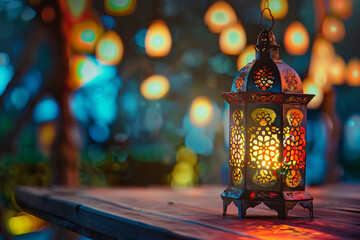 Beautiful greeting card with holiday composition for happy celebrate Ramadan, abstract vivid composition consists of fictional unreal fantastic vision on background