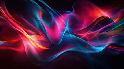A vibrant neon red and cyan glowing abstract wave pattern, ideal for a futuristic design
