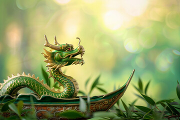 Obraz premium Beautiful holiday composition for happy celebrate chinese dragon boat festival, abstract vivid composition consists of fictional unreal fantastic vision on background
