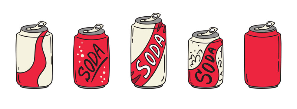 aluminium red can icon. soda can doodle hand drawn icon. Outline drawing soda can line clipart symbol