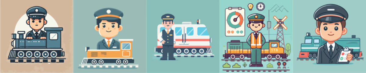 Train driver vector collection