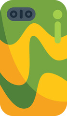 Fototapeta premium Phone case featuring a green and yellow abstract design, adding a touch of modern style and protection to a mobile device