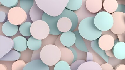 Abstract pastel background with overlapping circles and organic shapes.