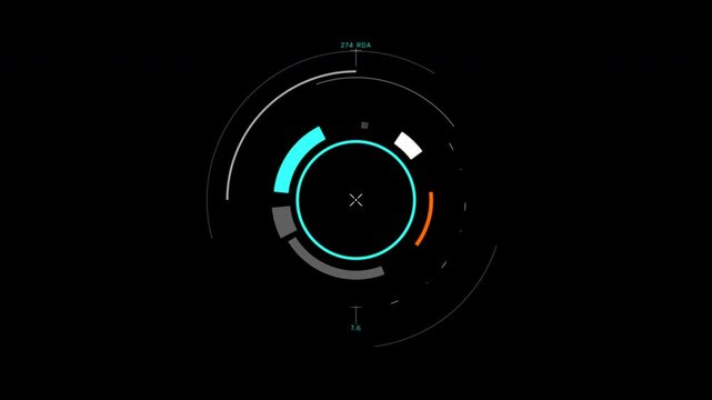 Circle shape rotate universal Technology Line and frame Video overlay futuristic HUD Head up display interface template with basic geometry line element. Video template widescreen aspect ratio