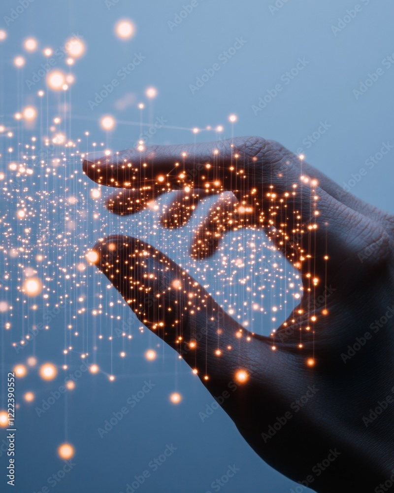 Leinwandbilder Immersive Connectivity Innovation Human Interaction with Digital Networks and Virtual Elements - Tech Aesthetic Content for Mobile App and Wireless Solution Marketing