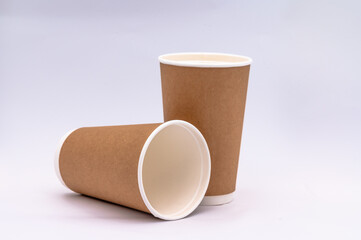 Close-up of a compostable coffee cup, Take Away Coffee Cup, PAPER COFFEE CUPS-Stock photo of a paper coffee cup.