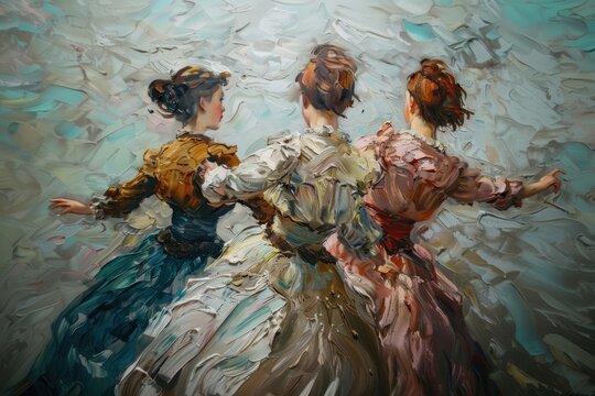 Naklejki Elegant abstract painting of dancers