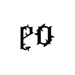 PO monogram logo design letter text name symbol monochrome logotype alphabet character simple logo