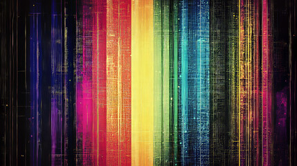 Vhs tv screen pattern with colorful lines and pixel dots on black background. Vector illustration set of vintage television video play or pause noise effect. Retro digital technology signal error.