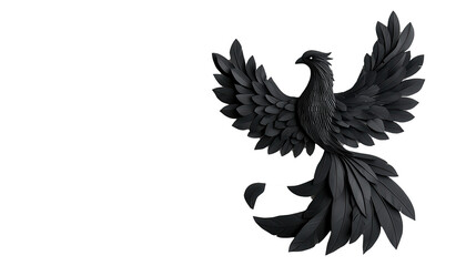 Obraz premium White dove of peace with open wings isolated on a black background featuring a flying bird silhouette symbolizing freedom and nature, isolated on white background, created with Generative AI