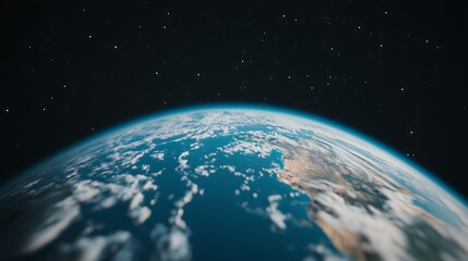 Fototapeta premium A stunning view of Earth from space, showcasing its blue oceans, white clouds, and the vastness of the universe beyond.