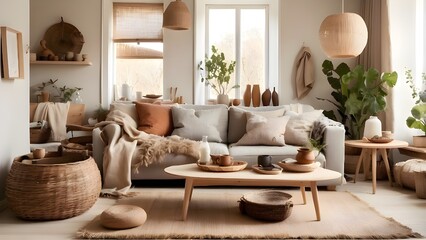Elegant Home Design – Comfortable Sofa and Armchair in a Spacious Living Room"