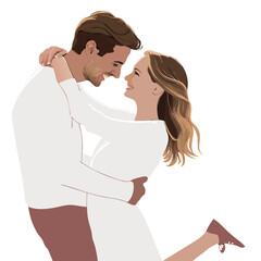 Romantic Couple Happy Relationship True Lovers Affectionate Bonding Greeting Design Vector Illustrations