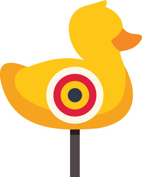 Yellow rubber duck toy with a target on it representing an easy goal concept
