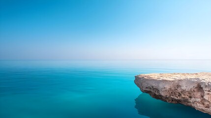Serene Coastal Scene with Clear Blue Water and Tranquil Sky