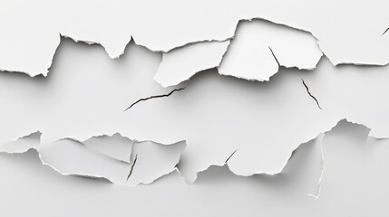 Realistic set of torn paper sheets isolated on grey background. Vector illustration of ripped blank white pages with uneven texture edges. Damaged document or photography mockup, broken agreement