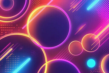 Abstract Circles and Lines Neon Background