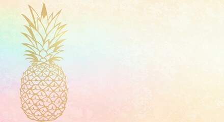Golden pineapple on pastel textured background